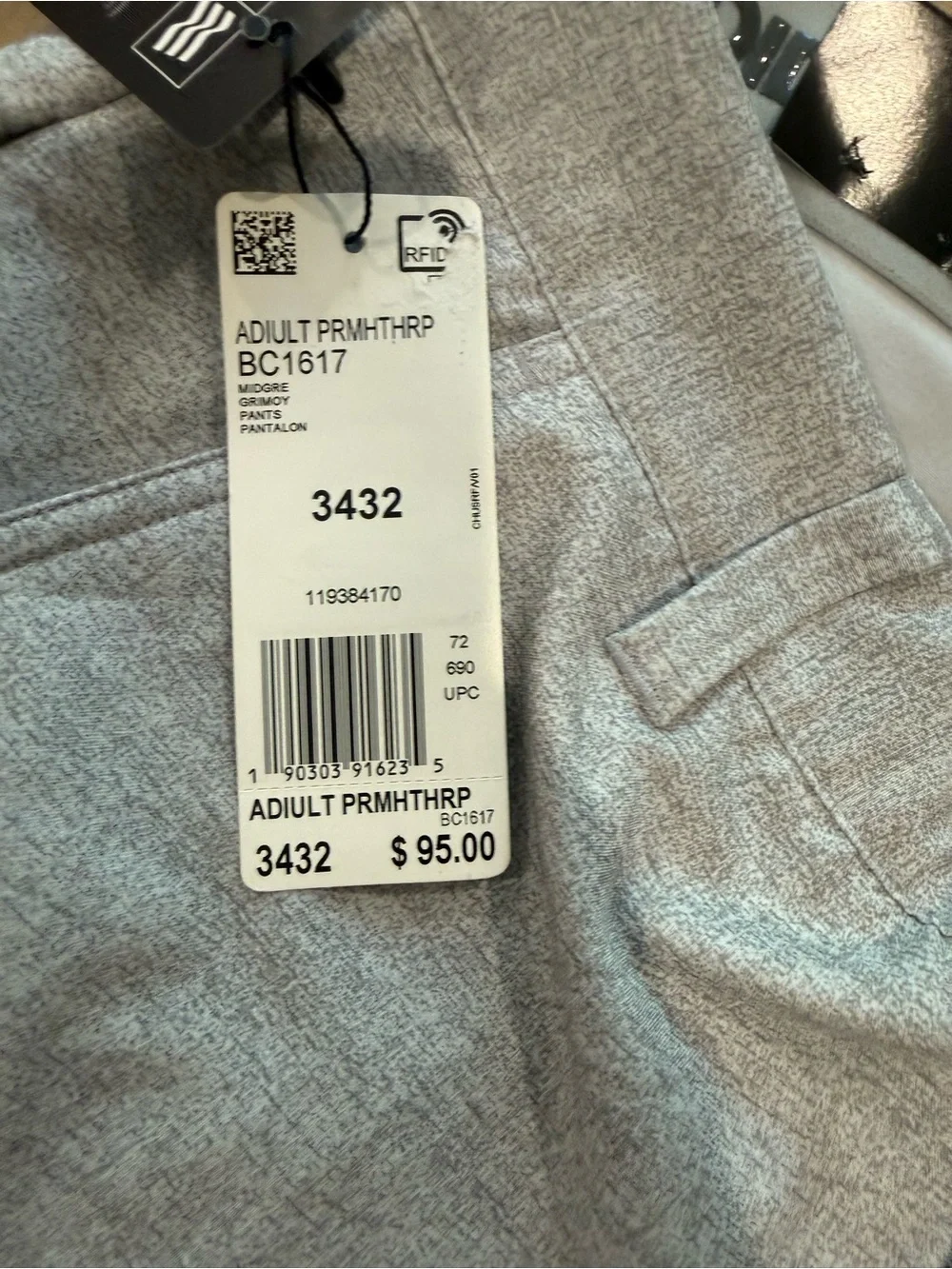 NWT Adidas Ultimate Golf Pants Men’s 34x32 Gray Heather Tapered Fit